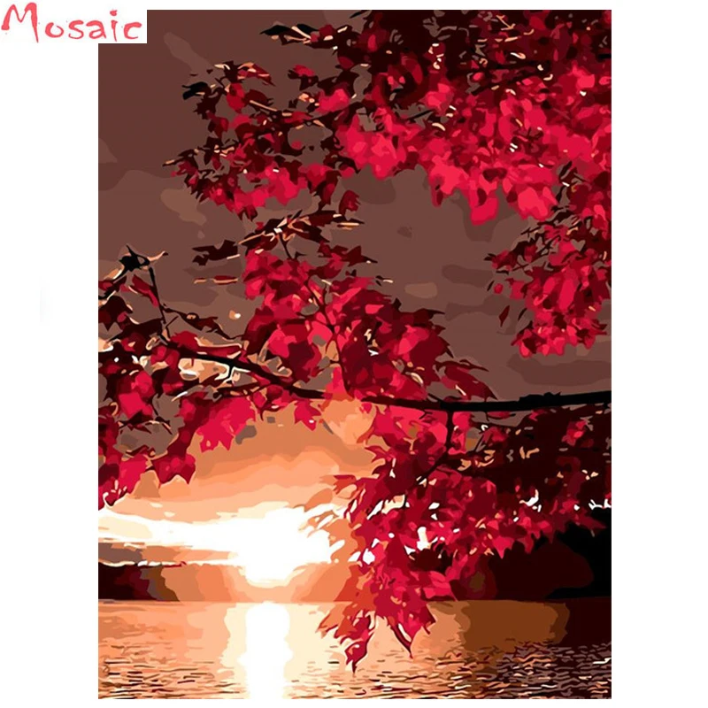 

Diamond Painting Red maple leaves Pictures Of Rhinestones Diamond Mosaic Sale Home Decoration Diamond Embroidery Full Square
