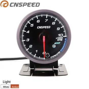 

CNSPEED 60MM 12V Car Auto Tachometer 0-10000 RPM Gauge RPM Black Face Meter White & Amber Light Sensor YC101419+YC100211