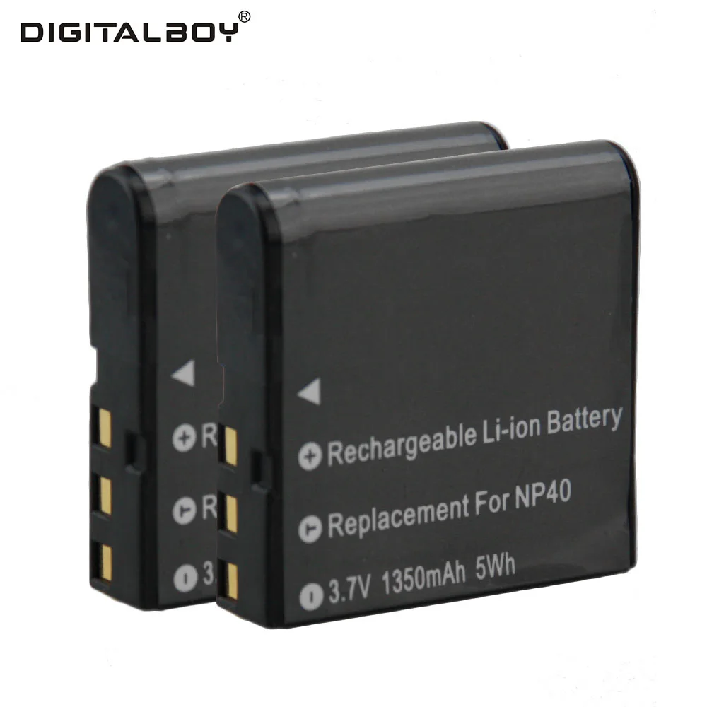 Digital Boy 2pcs NP 40 NP40 Rechargeable Li ion Camera Battery For