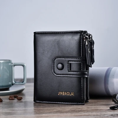 New 2019 JINBAOLA Men Wallet Brand Wallet Double Zipper&Hasp Design Small Wallet  Male High Qual&hellip;