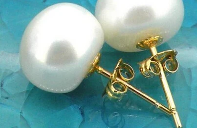 

hj 00763 GENUINE AAA+++ 10.5mm bread white south sea pearl earring