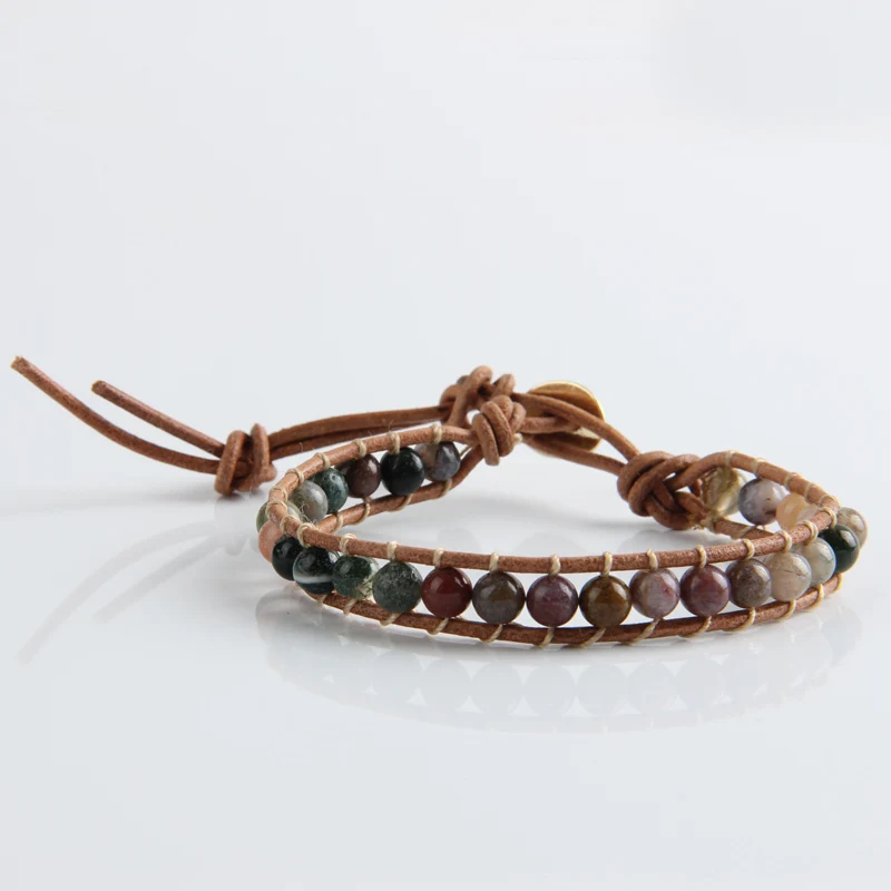 Leather Bracelet Natural Stone Bead Bracelets