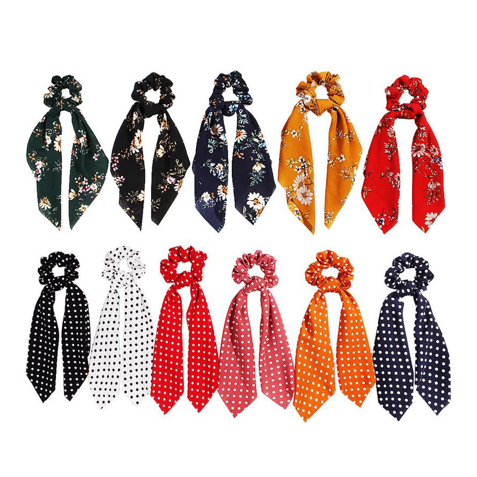 

New Arrival Summer Hair Ropes Women Floral Elastic Hair Band Scrunchies Ribbon Ponytail Holder Hair Accessories Wholesale
