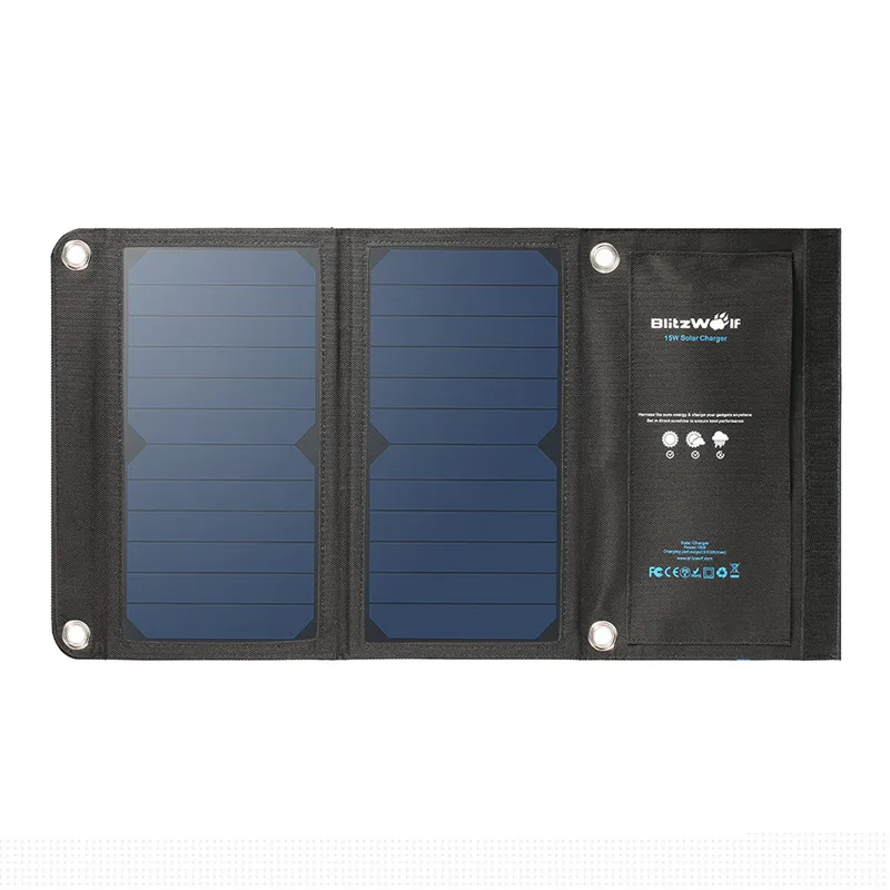 BlitzWolf 15W 2A Foldable Portable Dual USB SunPower Solar Cell Panel Charger with Power3S for iPhone