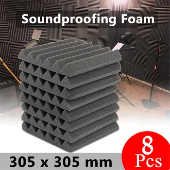 

8 Pcs 305 x 305 x 45mm Soundproofing Foam Acoustic Sound Treatment Studio Room Absorption Wedge Tiles Polyurethane Foam