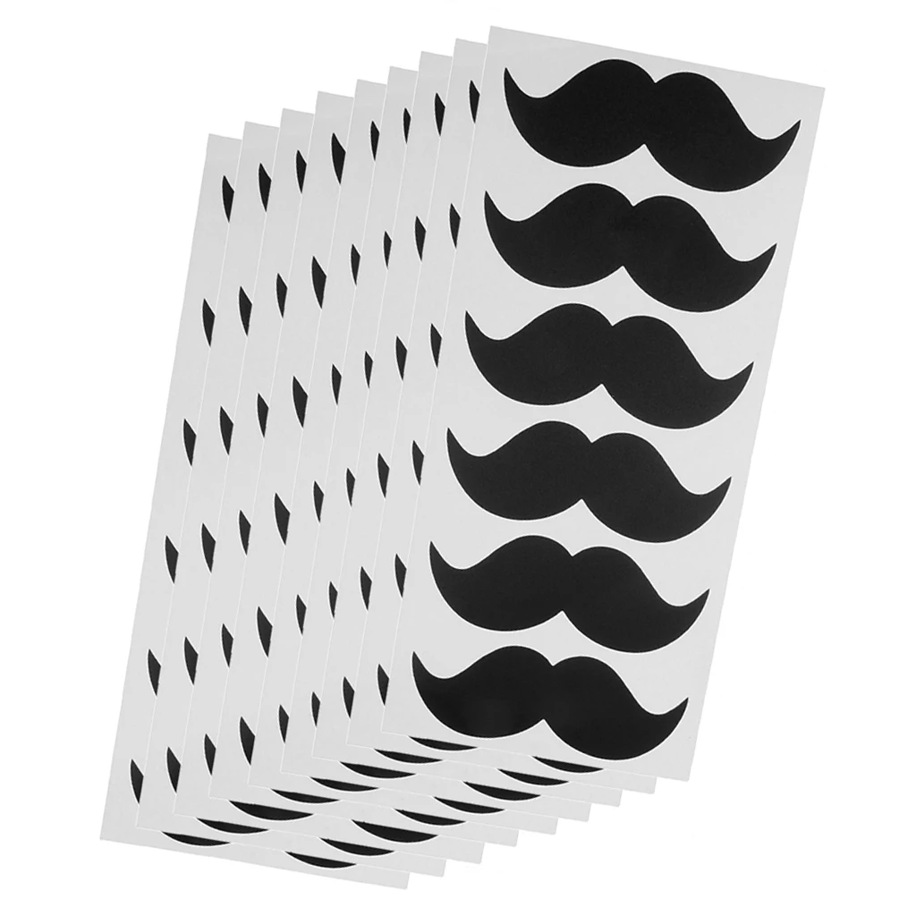 54PCS/PACK Black Board Self Adhesive Sticker Vinyl Mustache Decal Cup Stickers for Birthday Party Celebration Decor 