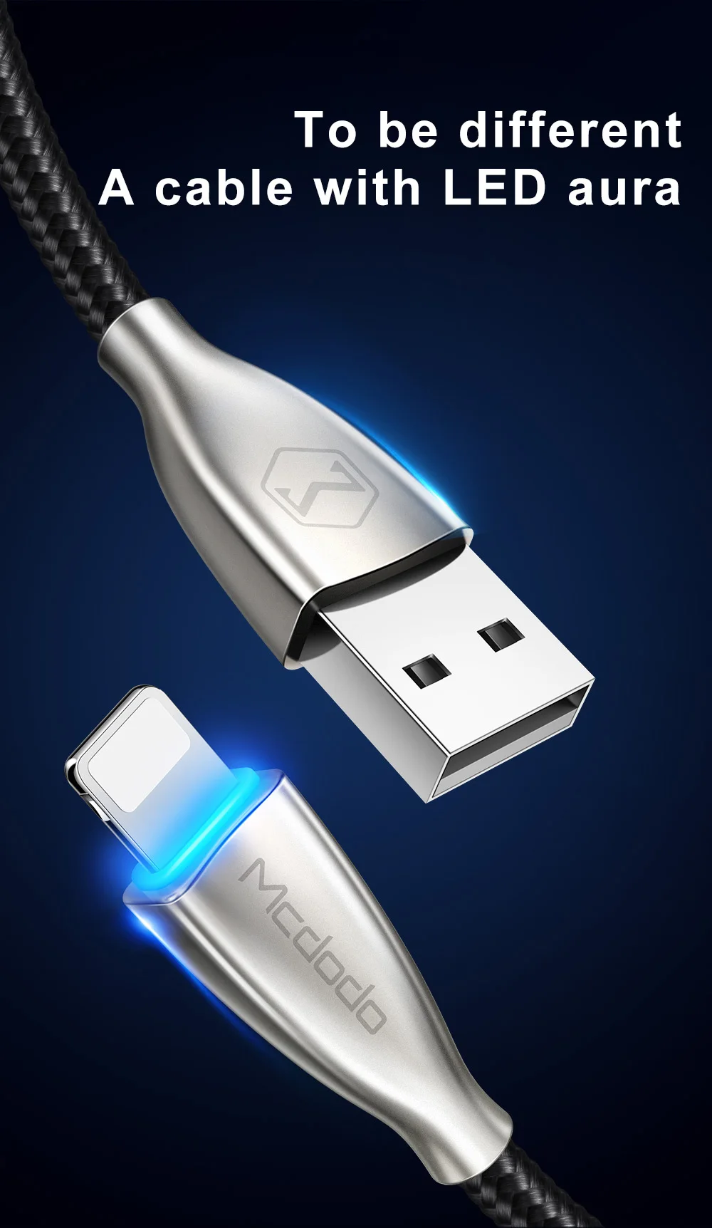 Usb-кабель Mcdodo для зарядки iPhone 11 Pro Max X XR XS Max 8 7 Plus iPad, usb-кабель для быстрой зарядки, светодиодный usb-кабель для передачи данных