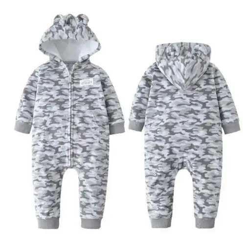 Флисовая одежда для малышей; комбинезон с длинными рукавами; зимний флисовый комбинезон с капюшоном для новорожденных; зимний флисовый комбинезон для девочек - Цвет: hmc