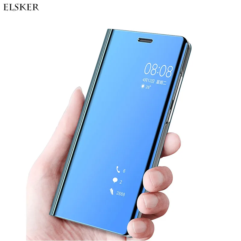Умный прозрачный зеркальный чехол для Huawei Y5 Y6 Y7 Prime Y9 2018 флип Enjoy 8 Plus 7S Honor 7C Pro 7A
