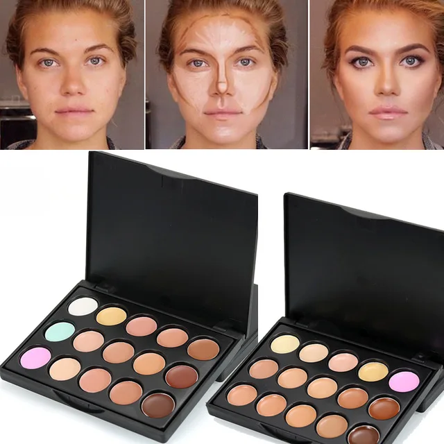 2017New Popfeel Brand Makeup Color Corrector Full Cover corretivo Longlasting Face Contouring 15 Concealer Palette |