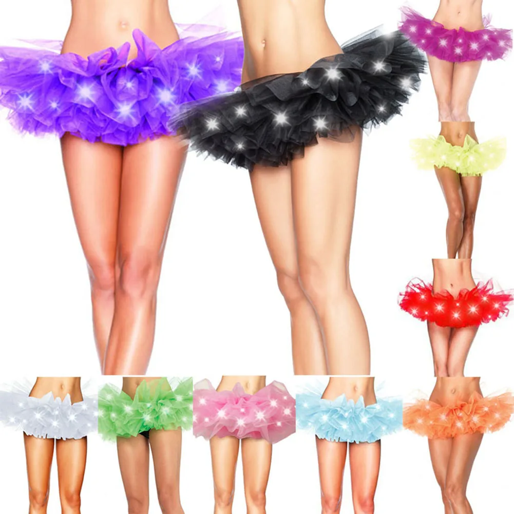 

Fashion Mini LED Skirt Solid Color Neon Light Up Tutu Fancy Stage Dancing Halloween Costume Clubwear Adult Skirts IK88