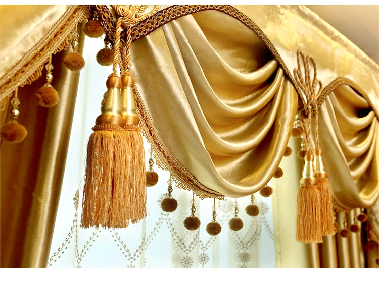 Пользовательские шторы простой европейский роскошный чистый золотой цвет супер мягкая кашемировая ткань плотные Тюль балдахин N240
