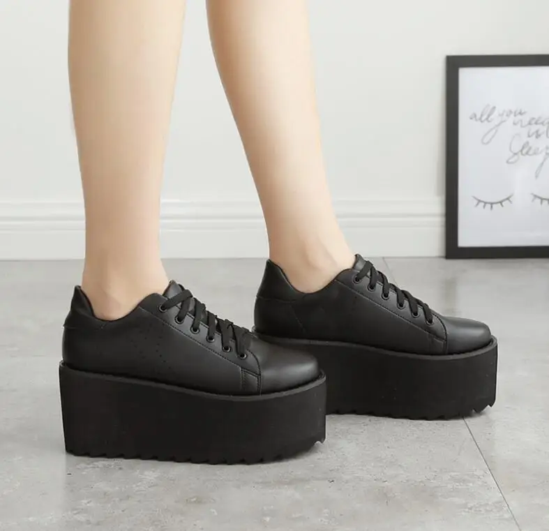 Женские японские кроссовки в стиле Лолиты на платформе; обувь принцессы для студентов; обувь для костюмированной вечеринки - Цвет: black