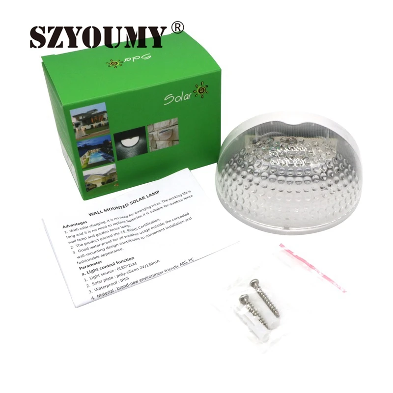 

SZYOUMY 6 LED Solar Garden Light Waterproof Fence Garden Light Wall Lamp Auto ON/OFF For Outdoor Lighting Garden Decoration