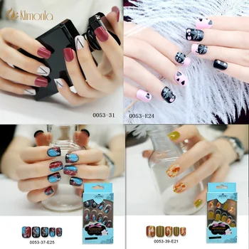 

24pcs/lot Short Colorful False Nails Cute Cartoon Fake Nail Tips Adhesive Different Colors Optional Nails Salon Tools
