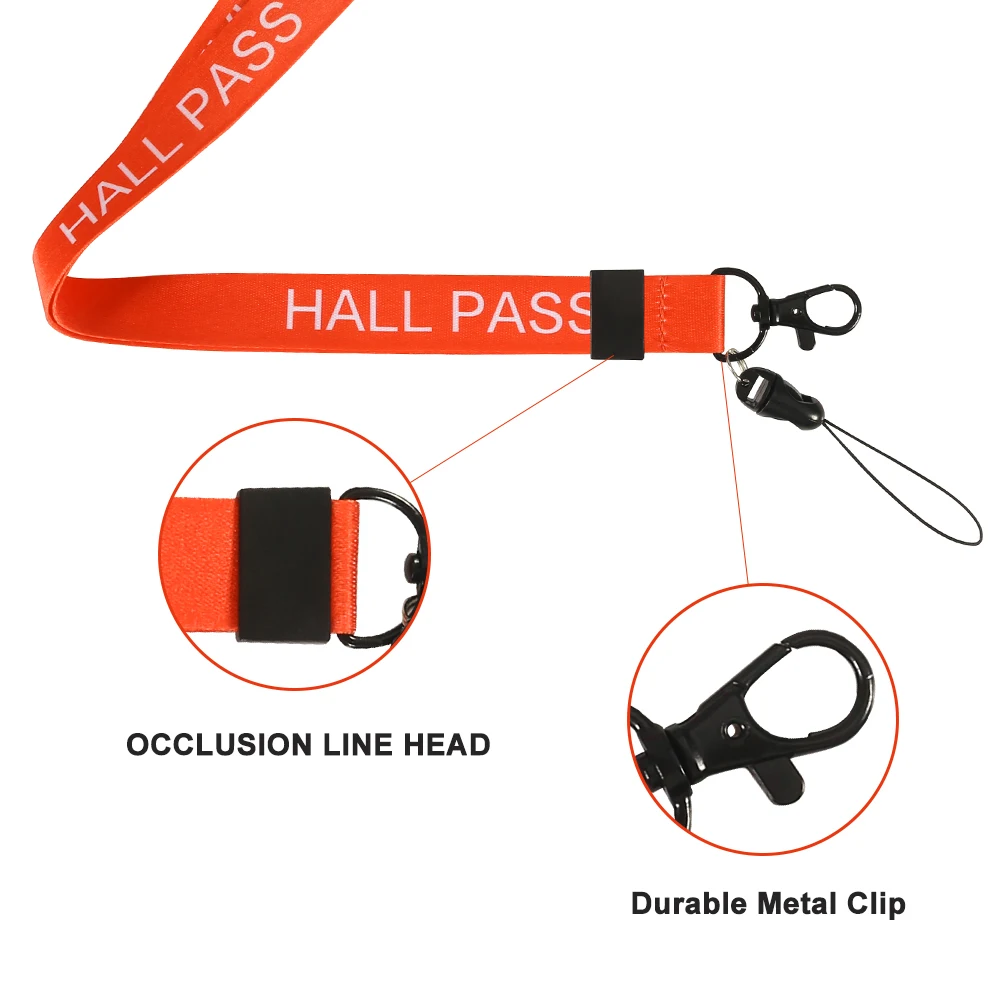 ORANGE Hall Pass Lanyards and School Passes Set Keychain Lanyard ID card Holder (4)