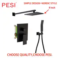 Luxury Black All Solid Brass Wall Mounted Bathroom Rainfall shower faucet Sets 8/10/12/16 inch Brass Overhead shower,wholesale.