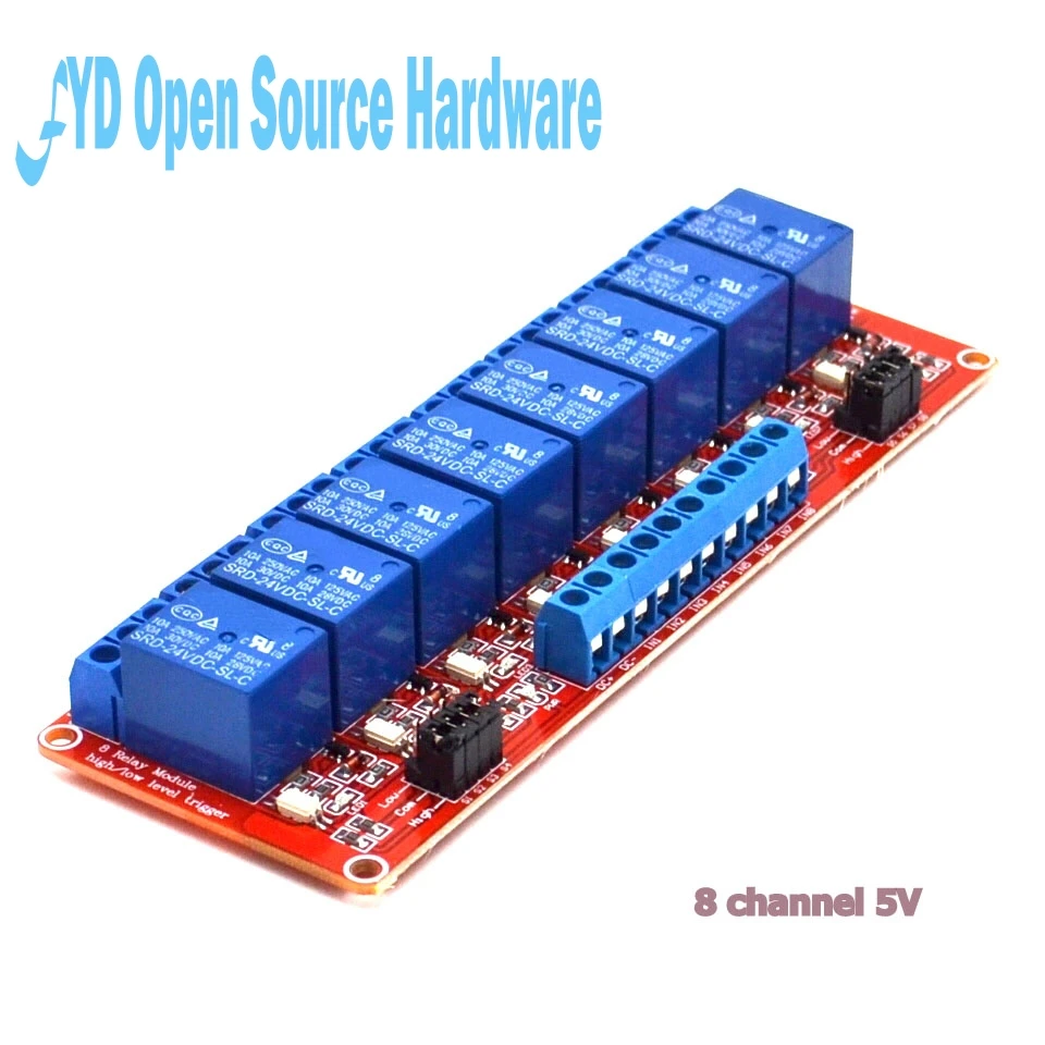 1pcs 8 Road 8 Channel 5V Relay Module with Optocoupler Isolation Supports High and Low Level Trigger Red Version