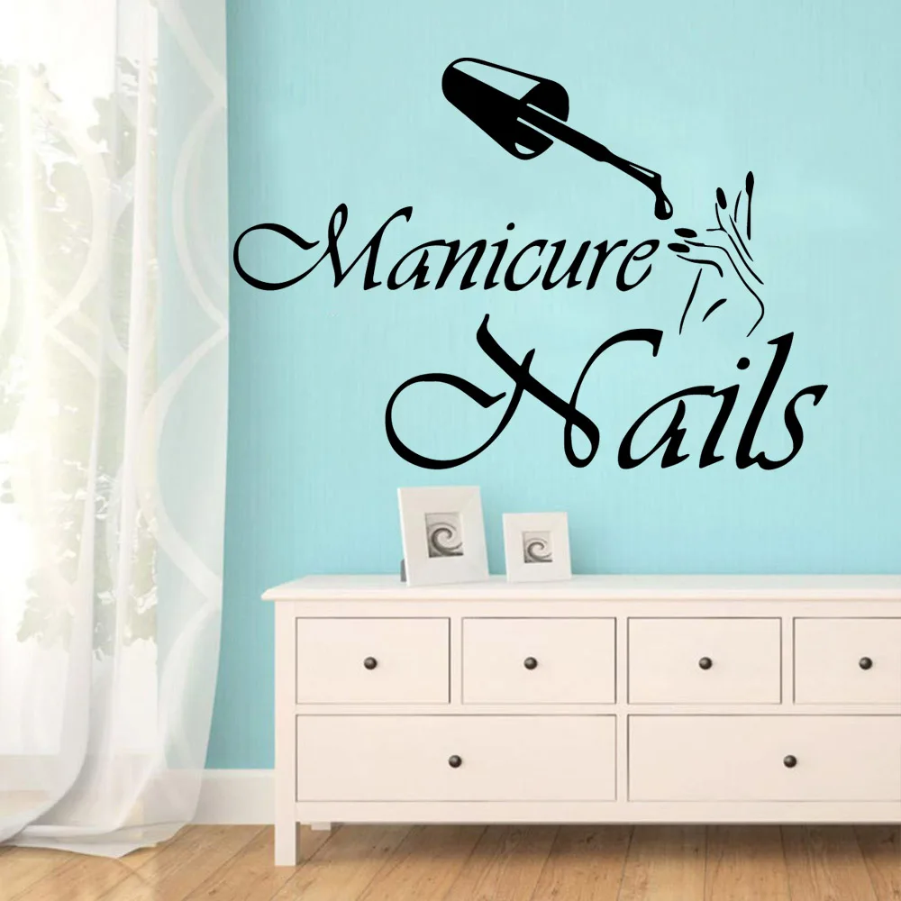 

Manicure Vinyl Wall Stickers Nail Art Wallpaper Decor For Nail Salon Decoration Removable Decal Sticker Mural wallstickers