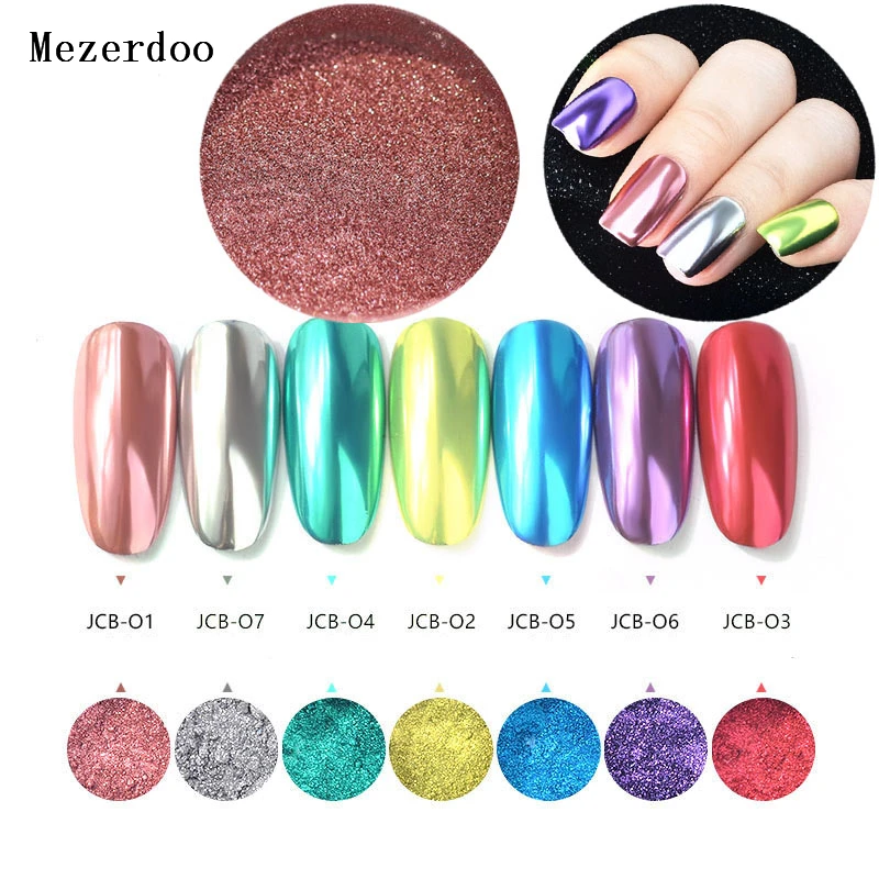 

1 Box Mirror Rose Gold Silver Blue Purple Nail Glitter Powder Shining UV Gel Nail Art Chrome Pigment Nail Decoration Tools