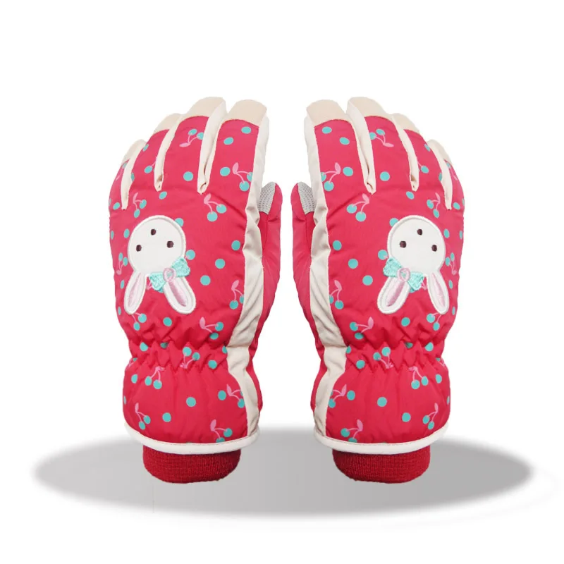Lovely Princess Girls Skiing Gloves Warm Winter Children Snowboard Gloves Sport Windproof