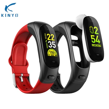 

New arrival Bluetooth earphone smart bracelet blood pressure measurement remote control mileage sport men wristband pk mi band 3