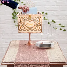 QIFU рустикальная коробка для свадебных карточек, Подарочная деревянная коробка для свадебных карточек с замком, украшение для свадебного стола, свадебные приглашения