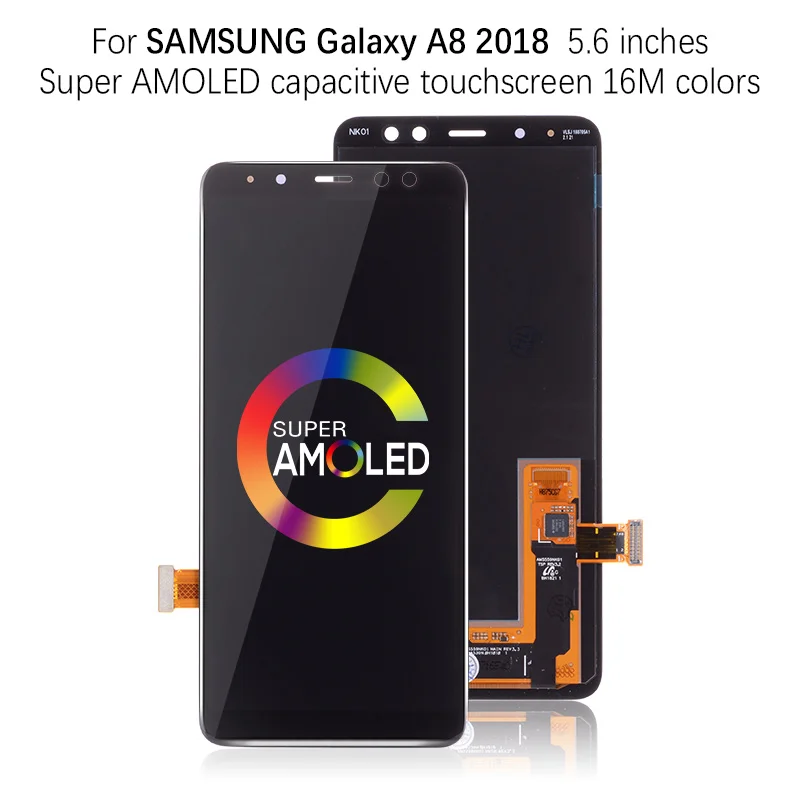 AMOLED Дисплей для SAMSUNG Galaxy A8 A530 LCD в сборе с тачскрином 5.6'' черный белый