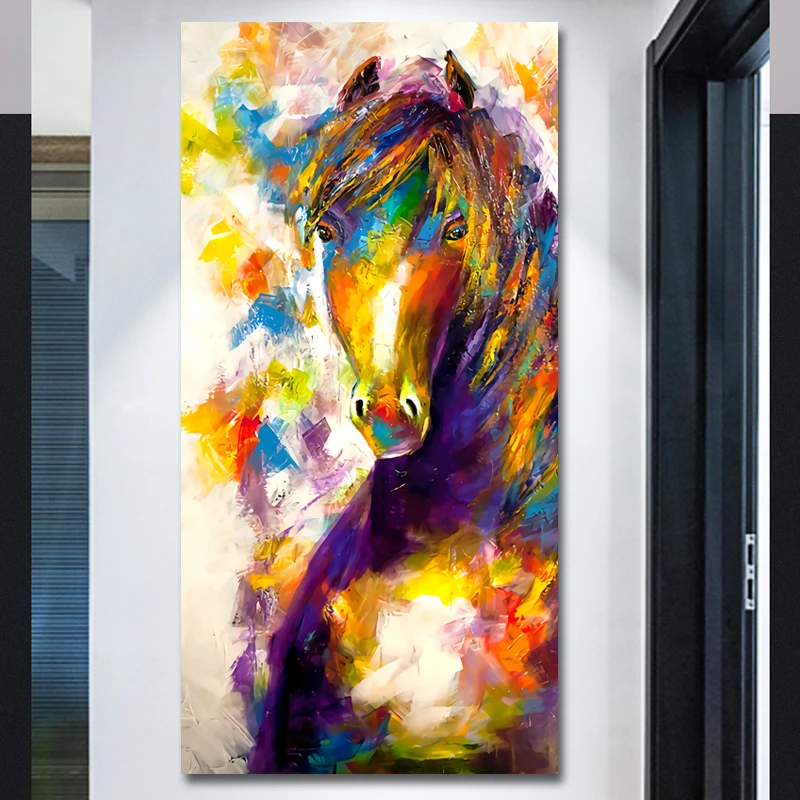 The Colorful Horse Canvas Painting Abstract Animal Wall Art Posters and