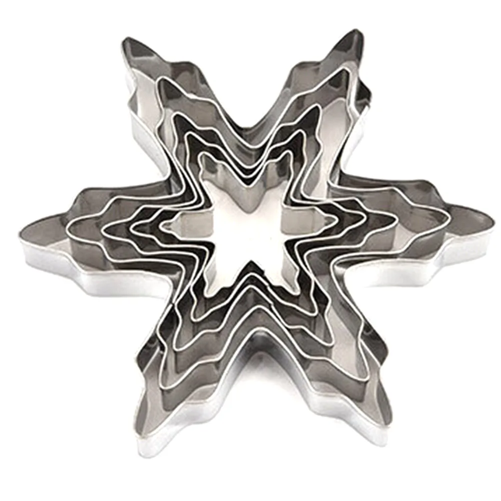 

5 pcs/Lot Snowflake Shape Cookie Cutter Stainless Steel Snow Form Cookie Mold DIY Fondant Chocolate cake Decoration Mould