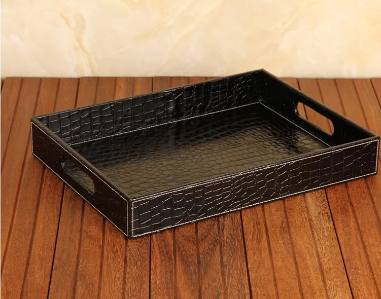 bandeja de comida de armazenamento decorativo trays297A crocodilo de madeira preta