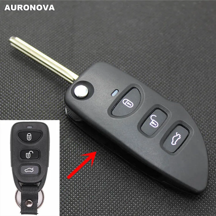 

AURONOVA New Upgrade Folding Key Shell for Hyundai Sonata EF 3 Buttons Remote Car Key Case