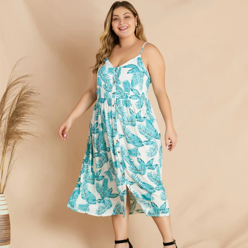

Party Evening Plus Size Women Strapless Dress Slip Boho Elegant Midi Robe Dresses 2019 Summer Print Floral Blue Large Clothes