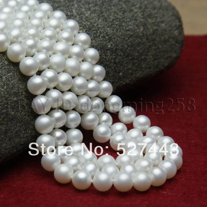 

Wholesale free shipping >>>>>>>S288 3 rows AAA 9-10mm white cultured pearls necklace 17"-18"-19