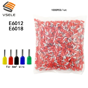 

1000PCS/pack E6012/18 6mm2 tube insulating terminals insulated cable wire connector insulating crimp terminal connector