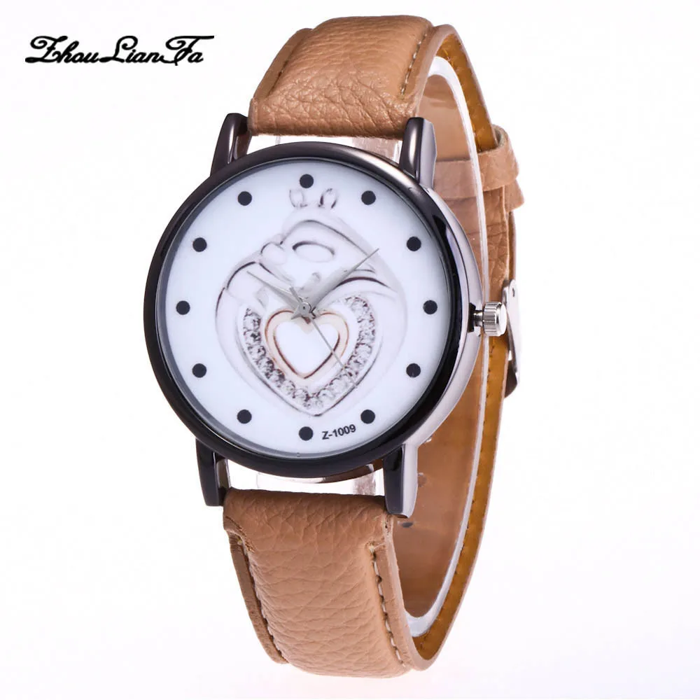 Zhoulianfa Brand Women's Watches Fashion Leather Heart pattern Analog Quartz Round Watch Casual Wristwatch Gift For Female Zhoulianfa Brand Women's Watches Fashion Leather Heart pattern Analog Quartz Round Watch Casual Wristwatch Gift For Female
