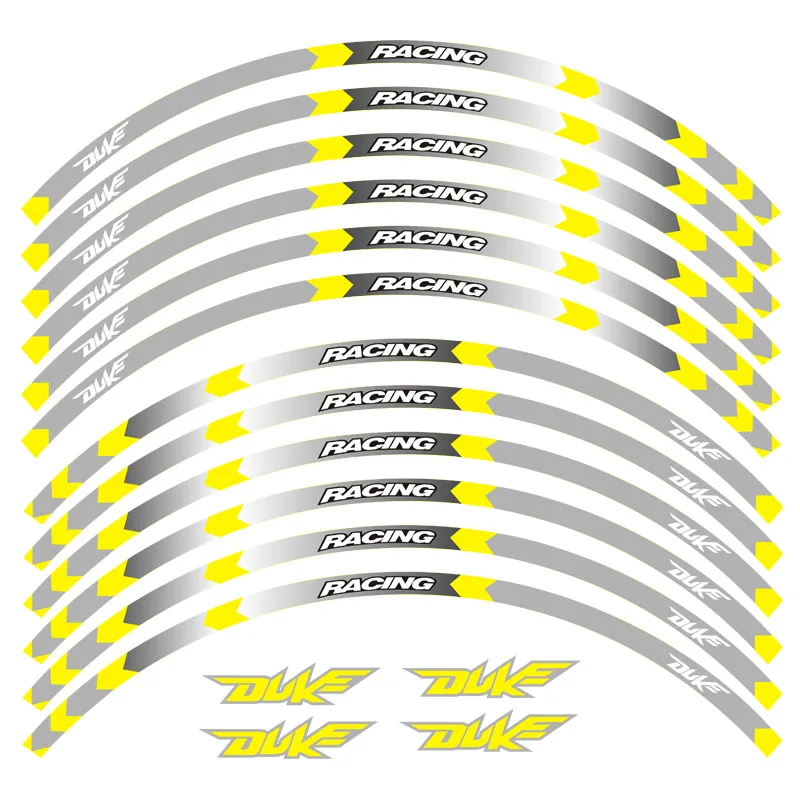 Лидер продаж мотоциклетный обод полоски наклейки 17 дюймов колеса Стикеры светоотражающая лента для KTM DUKE 200 390 690 990 Светоотражающие Стикеры - Цвет: B yellow