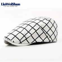 LIUWEISHUN Весенние новые хлопковые клетчатые береты шляпа для мужчин и женщин, английская клетчатая винтажная охотничья Кепка козырьки Кепка От Солнца