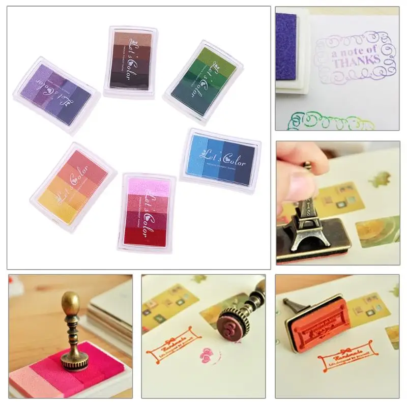 

4 Colors Tampon Scrapbooking Gradient Ink pad Stamp Colored Oil Kids DIY Encre Pour Printing Ink Pad Stamps Sealing Stationery