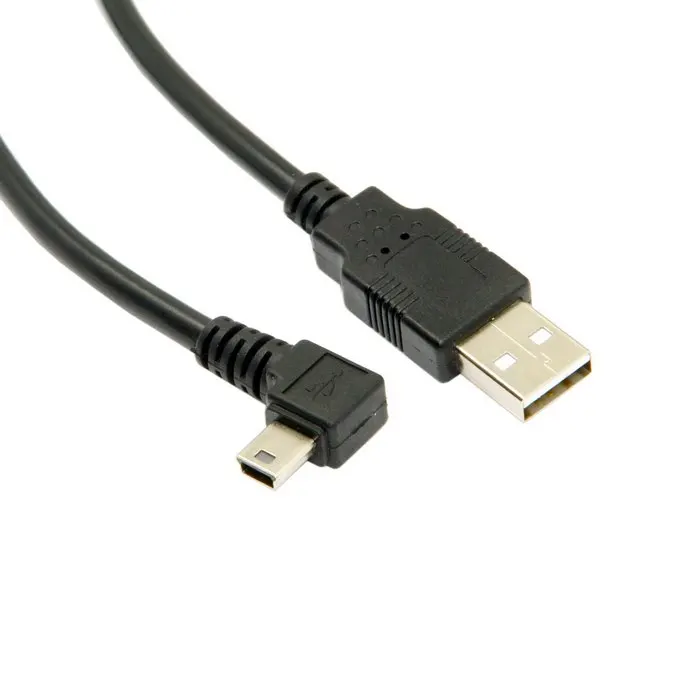 Мини-usb 5pin мужской прямоугольный 90 градусов к USB 2,0 Мужской кабель для зарядки данных 50 см 180 см 500 см USB мини-b угол 0,5 м 1,8 м 5 м