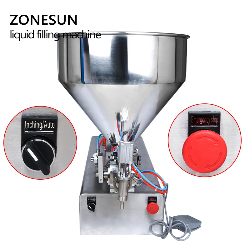 ZONESUN 50-500 мл пневматический объемный софтдрин машина для наполнения жидкости пневматический жидкий наполнитель для масла вода сок мед мыло