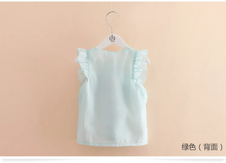 2018 Hot Summer New Design 2 3 4 6 8 9 10Years Thin Sweet Cute Solid Color Short Fly Sleeve Blouse Baby Kids Girls Chiffon Shirt (11)