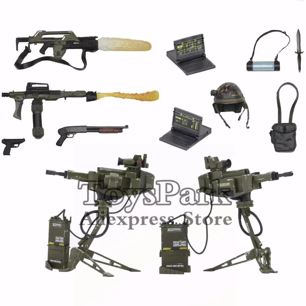 

ToysPark Aliens USCM Arsenal Accessory Deluxe SET Marines Weapons Rifle Shotgun Pistol Helmet Flame Effect 6" 7" Scale 2017 NECA