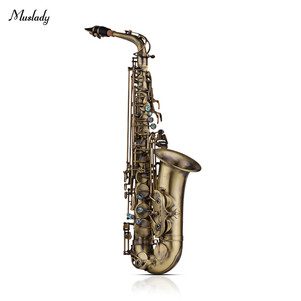 

Muslady High Grade Antique Finish Eb E-flat Alto Saxophone Sax Shell Key Carve Pattern Woodwind Instrument Padded Carry Case
