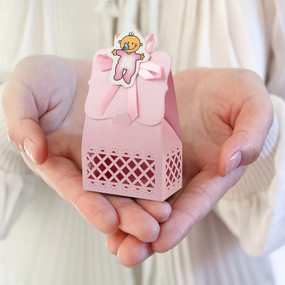 OurWarm 12 шт. Baby Shower Favor Box милый мультфильм крещение Бумага конфеты подарочная коробка сувенир мальчик девочка день рождения поставки