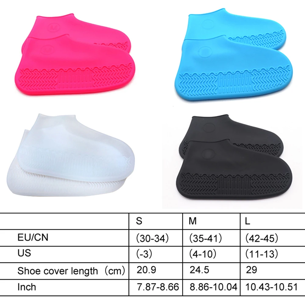 1 Pair Rubber Reusable Latex Waterproof Rain Shoes Covers Slip-resistant Rain Boot Motorcycle Bike Overshoes Shoes Accessories