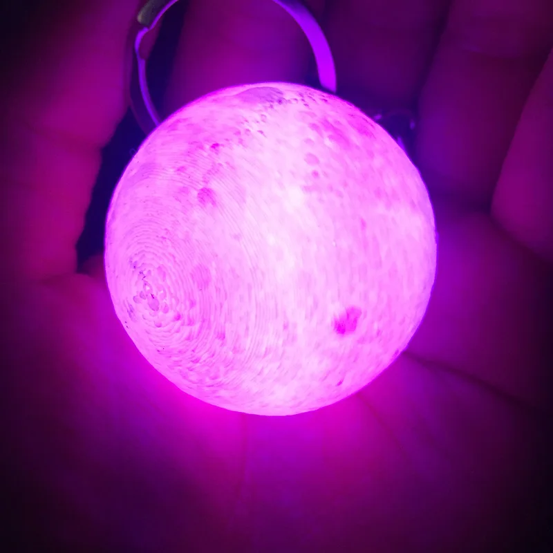 Mystery 3D Print Moon Night Lights Keychain 3 Piece Button Battery Powered LED White Moon Lamp Key Holder Bag Pendant Baby Toy (2)