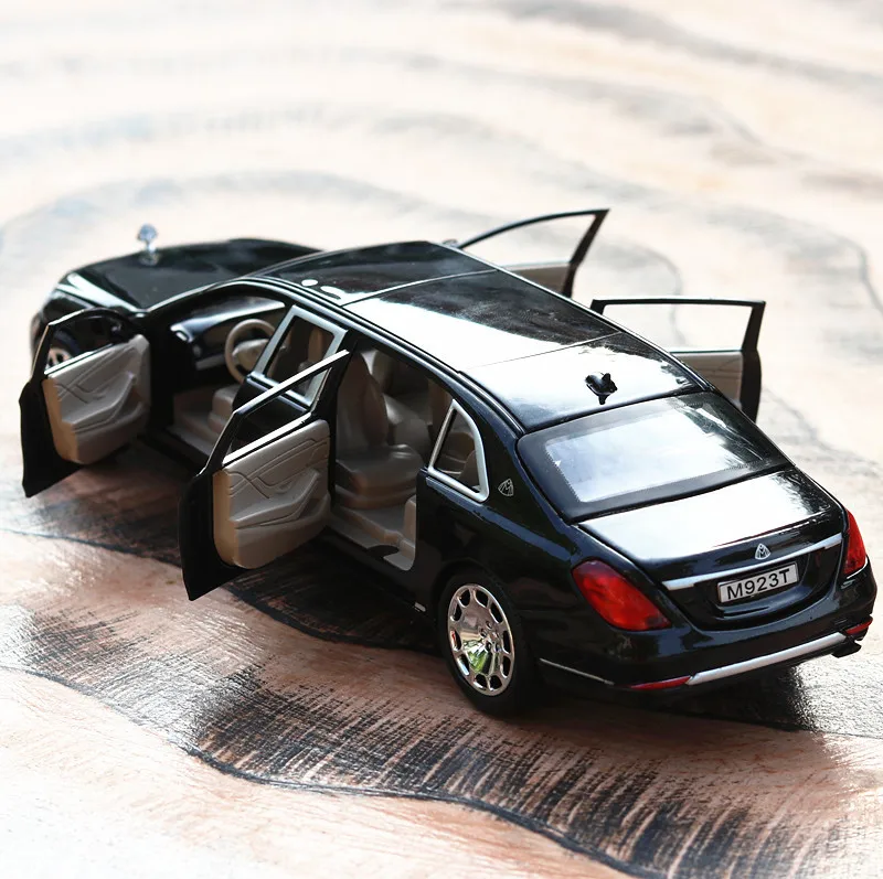 1:24 декаст модель автомобиля Maybach Benz s600 Длинная модель автомобиля звук и свет оттяните назад модель машины украшения-игрушка автомобиль подарок