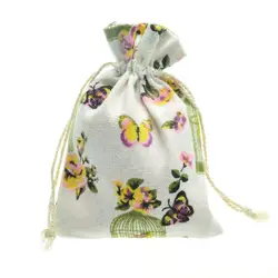 50 шт./лот высокое Качественный хлопок бабочка цветок Drawstring сумки мешки упаковки для Конфеты Ювелирные изделия