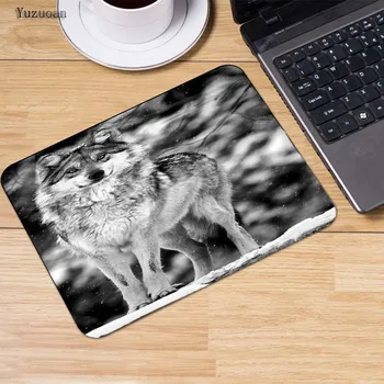 

Yuzuoan Wolf In Snow Animal Games Computer Gaming keyboard Mouse Pad Gamer Play Mats With White Lock Edge Size 18*22CM 25*29CM